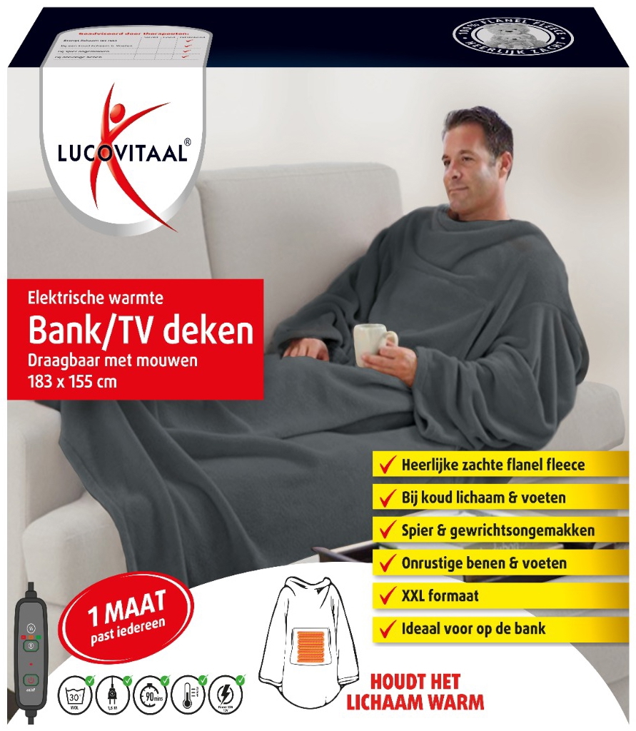 Lucovitaal Elektrische Warmte Bank/TV Deken 1 Stuk