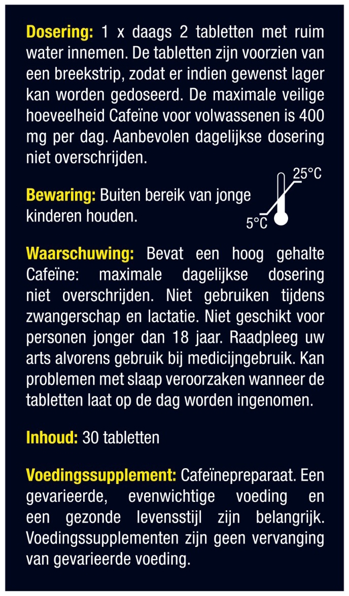 Lucovitaal 400 mg Pure Cafeïne 30 tabletten