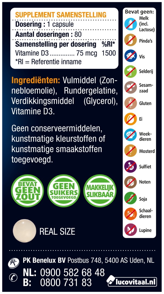 Lucovitaal Vitamine D3 75 mcg 80 capsules