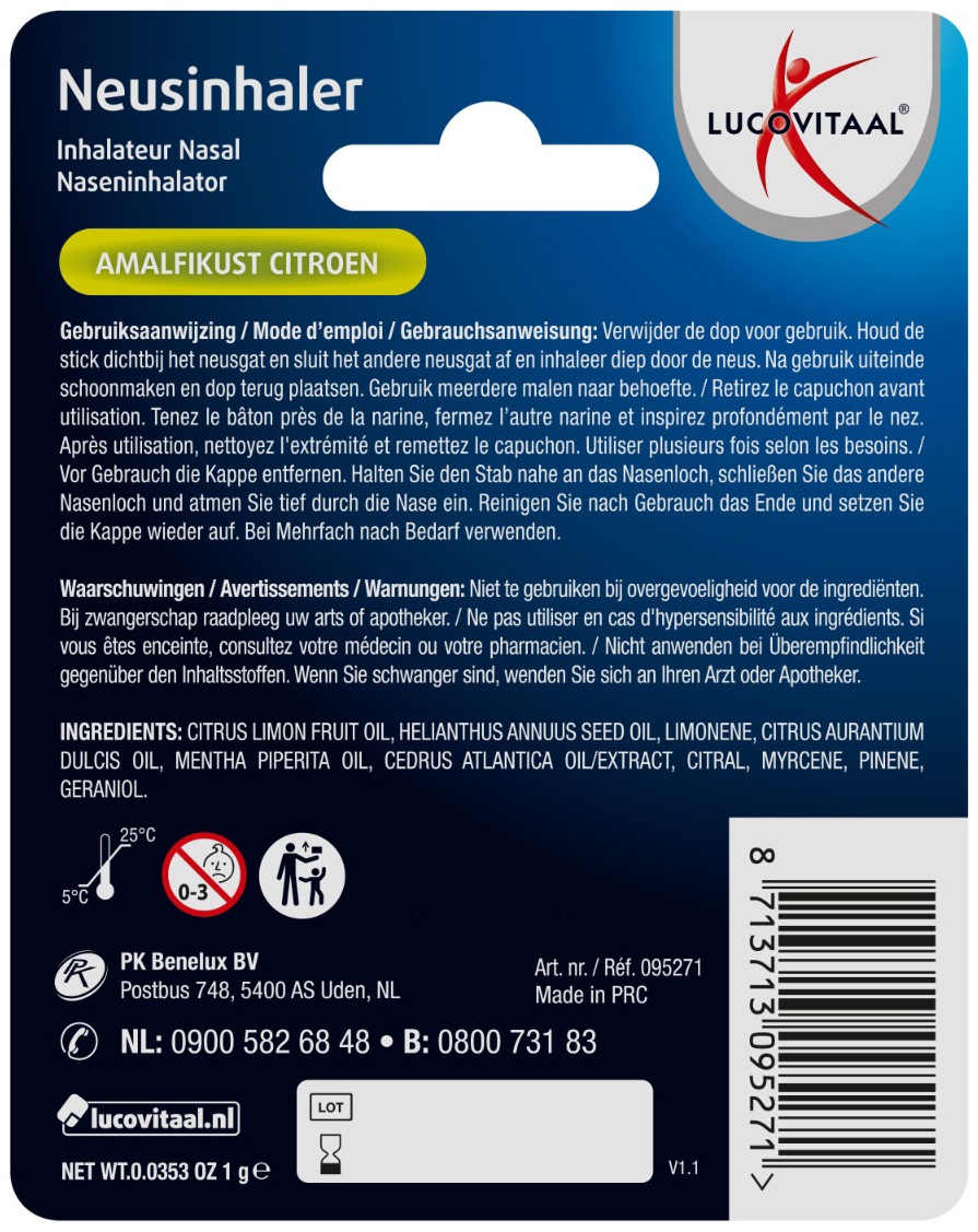 Lucovitaal Neusinhaler Amalfikust Citroen 1 Stuk