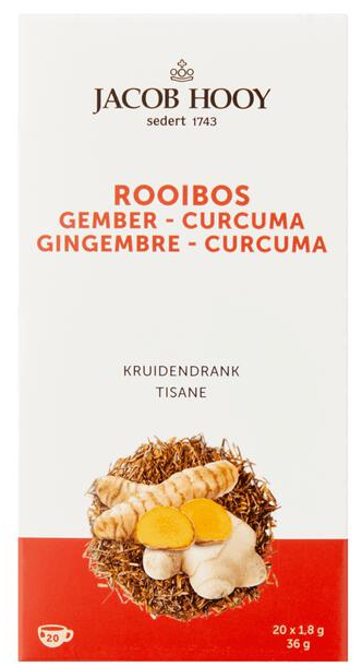 Jacob Hooy Rooibos Gember Curcuma Thee 20st