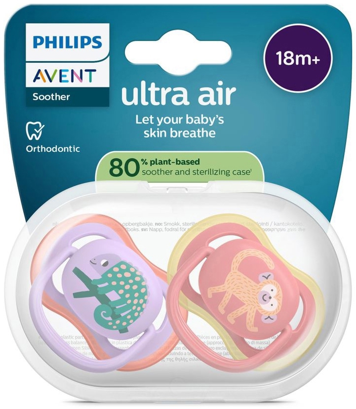 Philips Avent Fopspeen +18m Air Lila/Fuchsia Design 2 stuks