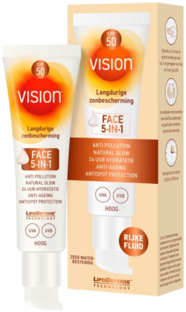 Vision Zonnebrand Face Fluid 5-in-1 SPF50 50 ml