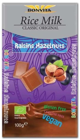 Chocoladereep rozijn & hazelnoot biologisch 100 gram