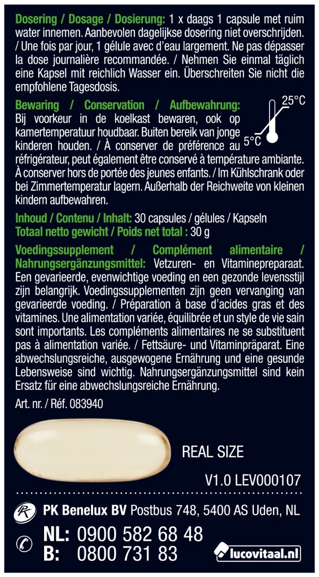 Lucovitaal Omega-3 375mg EPA & DHA Vegan 30 capsules