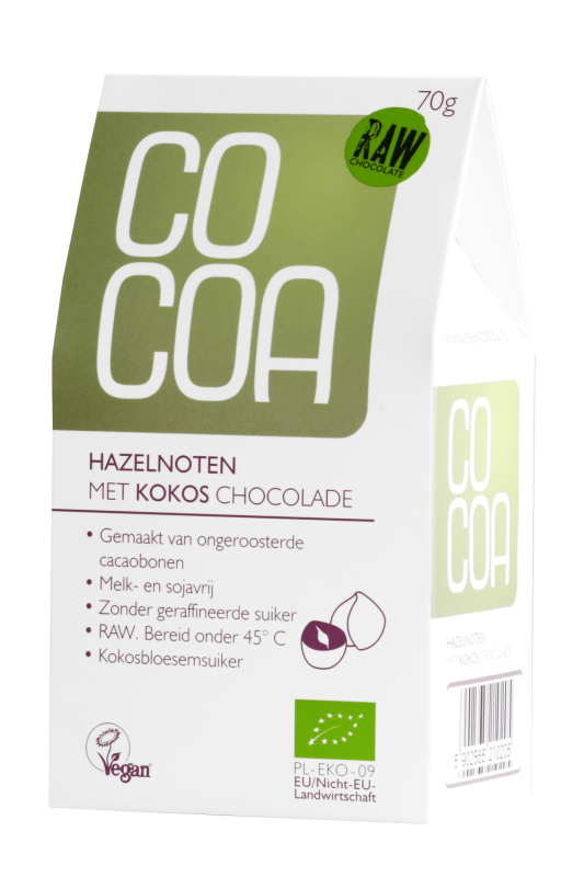 Hazelnoten Kokos Chocolade Raw 70gr