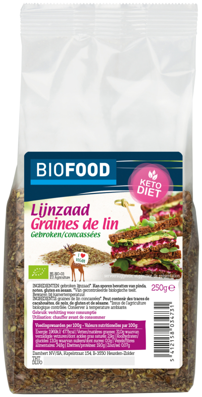 Lijnzaad Gebroken Bio 250 Gram