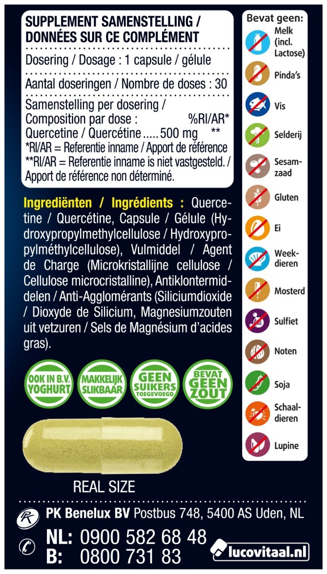 Lucovitaal Vegan Quercetine 500mg 30 capsules