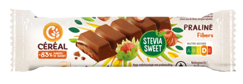 Chocolade Reep Praline Stevia 42 gram