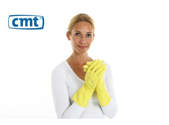 Huishoudhandschoen rubber geel l ex