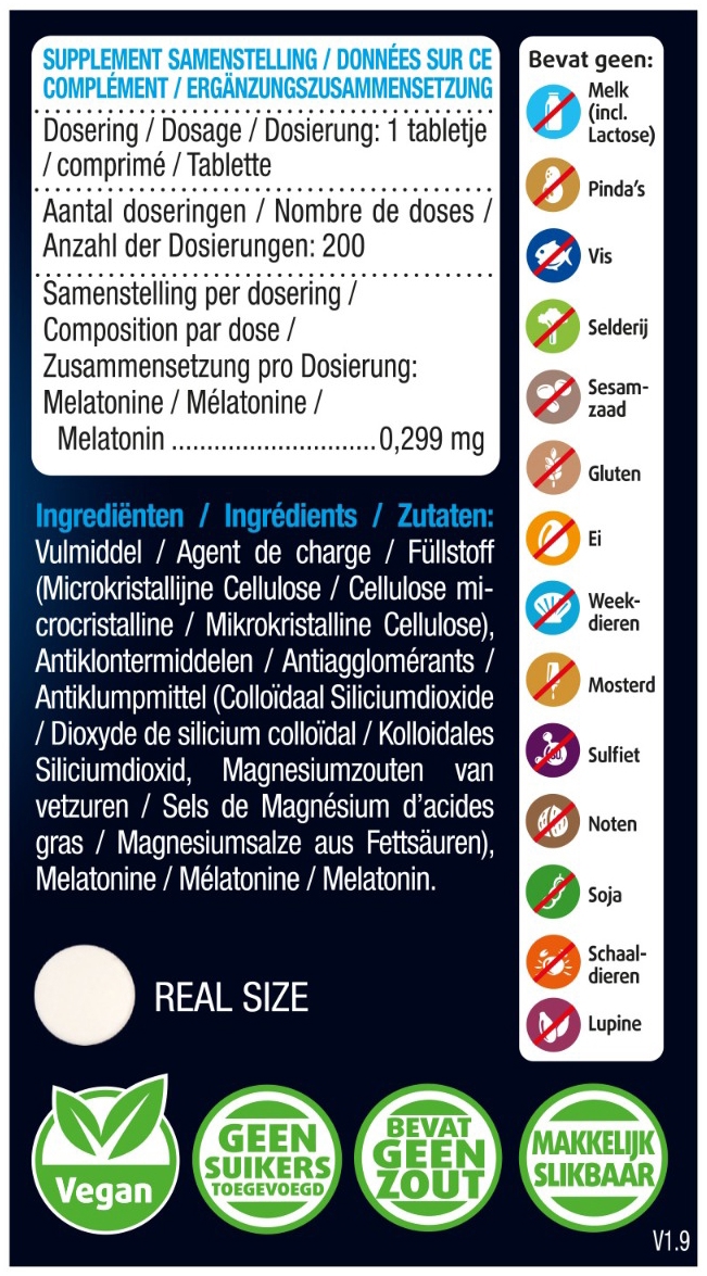 Lucovitaal Melatonine Puur 299 MCG 200 Tabletten