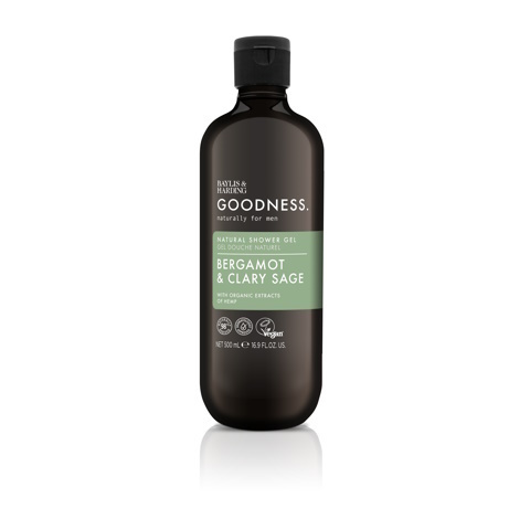 Goodness men shower gel bergamot & clary sage 500ml