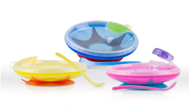 Warmtebehoudend bordje met zuignap & lepel 1st