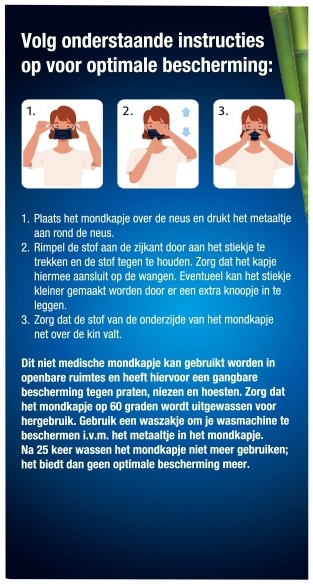 Lucovitaal Bamboe Mondkapje Blauw 1 stuk