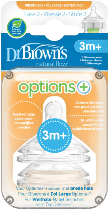 Flesspeen Options+ Brede Halsfles Fase 2 2 stuks