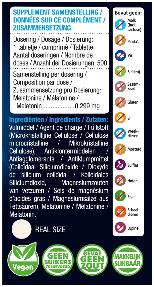 Lucovitaal Melatonine Puur 299 MCG 500 Tabletten