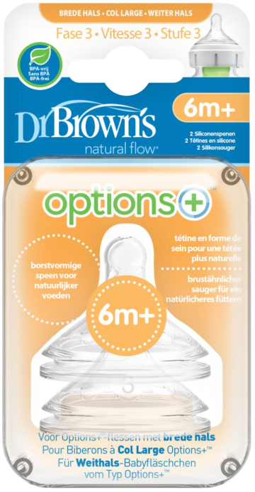 Flesspeen Options+ Brede Halsfles Fase 3 2 stuks