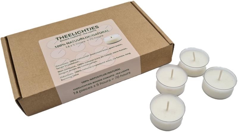 Natural theelichtjes 14 stukes 1st