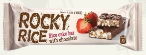Reep Rocky Rice Chocolade Aardbei 18gr