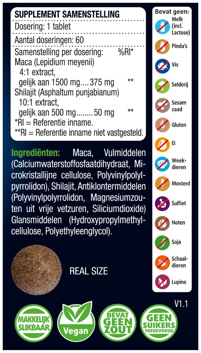 Lucovitaal Puur Maca & Shilajit 60 Tabletten