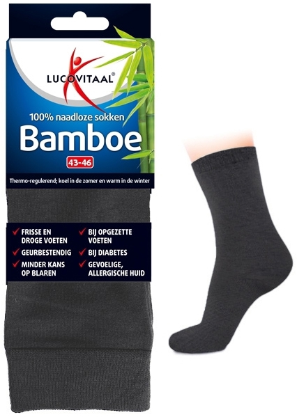 Lucovitaal Bamboe Sokken Lang Antraciet 43-46 1 paar