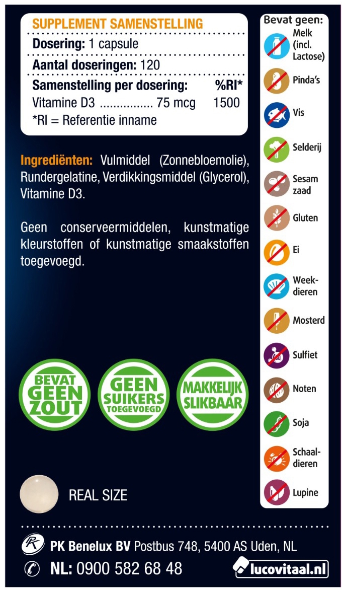 Lucovitaal Vitamine D3 75mcg 120 capsules