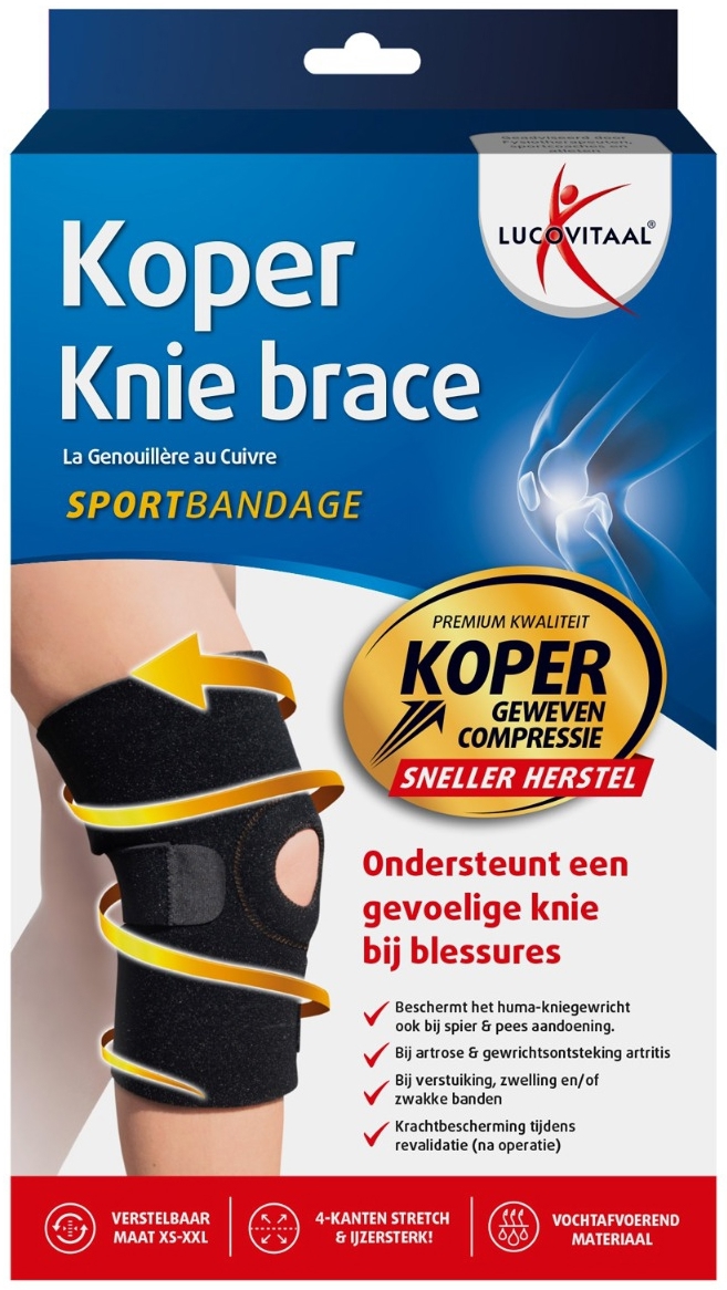 Lucovitaal Brace Knie Koper 1 stuk