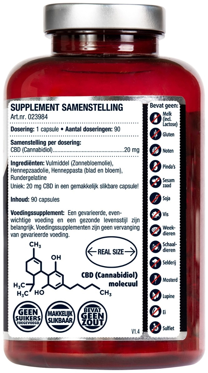 Lucovitaal CBD Cannabidiol 20mg 90 capsules