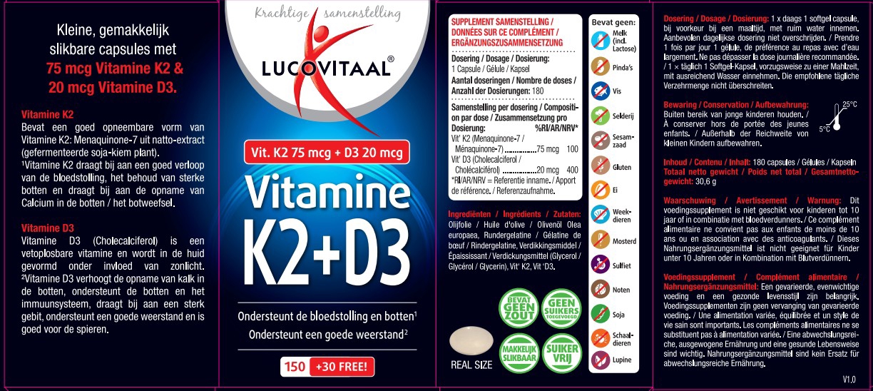 Lucovitaal Vitamine K2 + D3 180 softgels