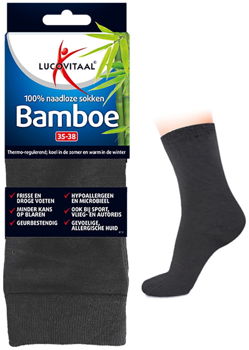 Lucovitaal Bamboe Sokken Lang Antraciet 35-38 1 paar