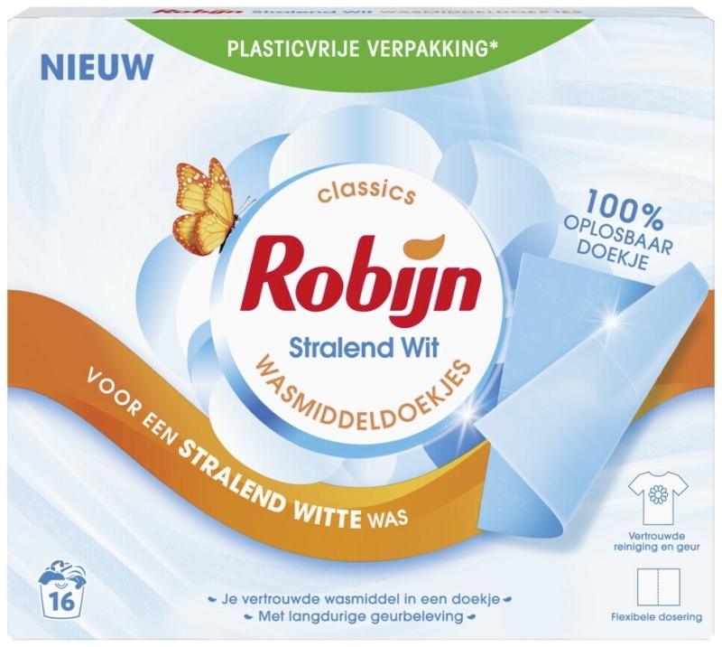 Robijn Wasmiddeldoekjes White 16 St 16st