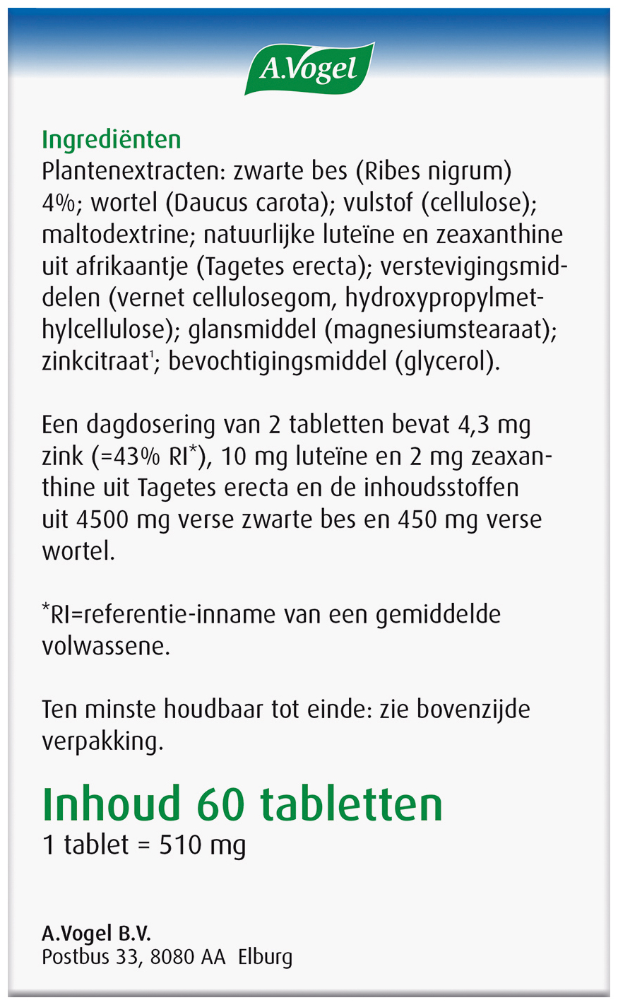 A.Vogel Oogtabletten 60 Stuks