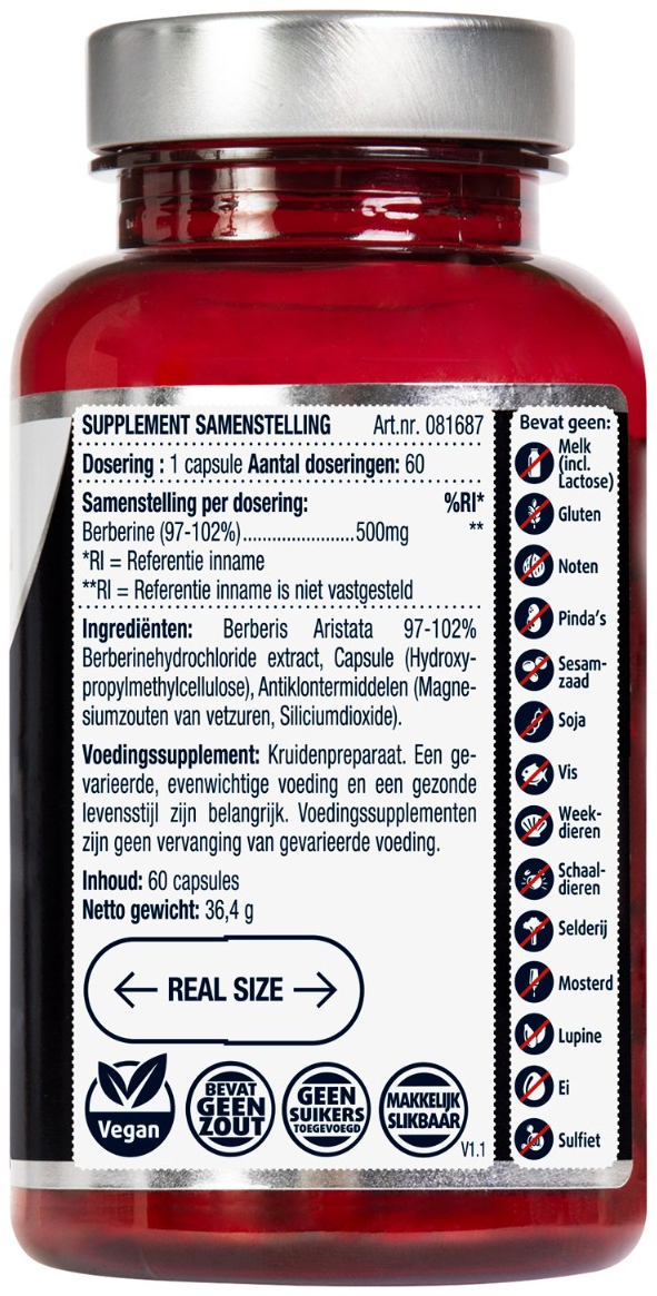 Lucovitaal Berberine 500 MG puur 60 Capsules