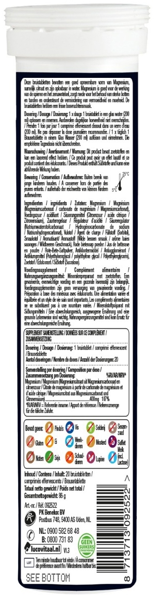 Lucovitaal Magnesium Citraat Bruistabletten 20 stuks