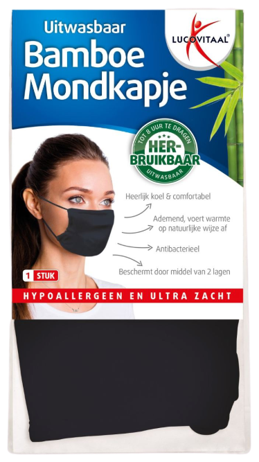Bamboe Mondkapje Zwart 1 stuk