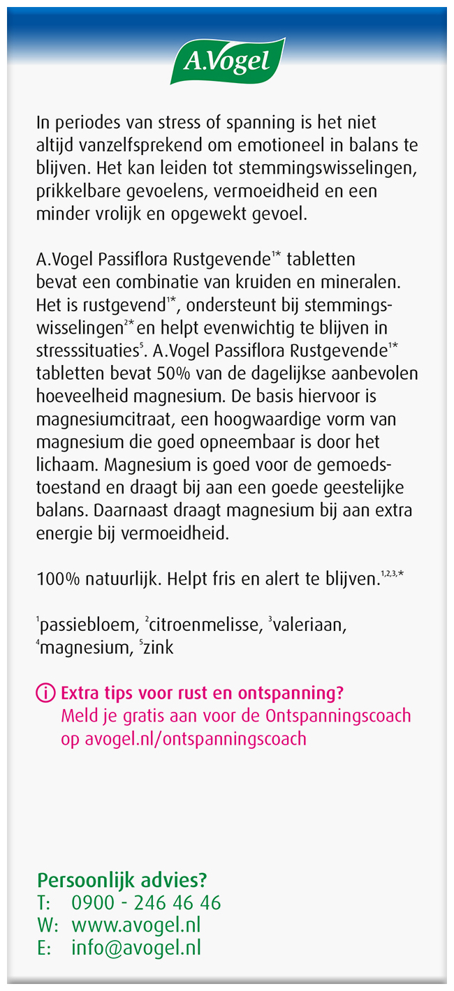 A.Vogel Passiflora stemmingswisselingen tabletten 30 stuks