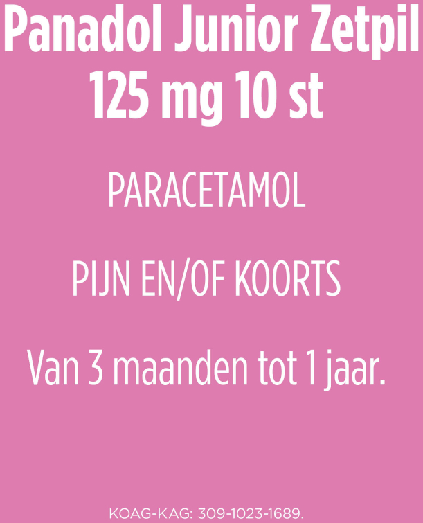 Panadol Junior Zetpillen 125 MG 10 Zetpillen