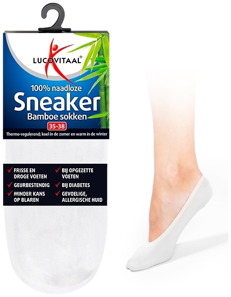 Lucovitaal Bamboe Sneakersok Wit 35-38 1 paar