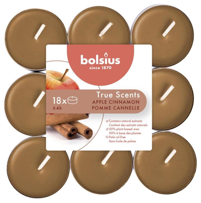 Geurtheelichten True Scents Appel-Kaneel 18 Stuks