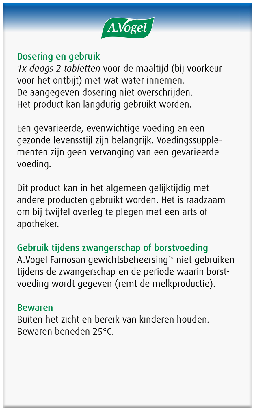 A.Vogel Famosan Overgang Gewichtsbeheersing tabletten 60 Stuks