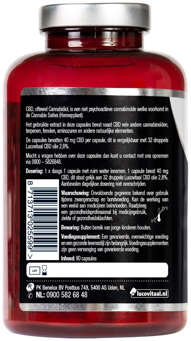 Lucovitaal CBD Cannabidiol 40 mg MAXI pot 90 Capsules