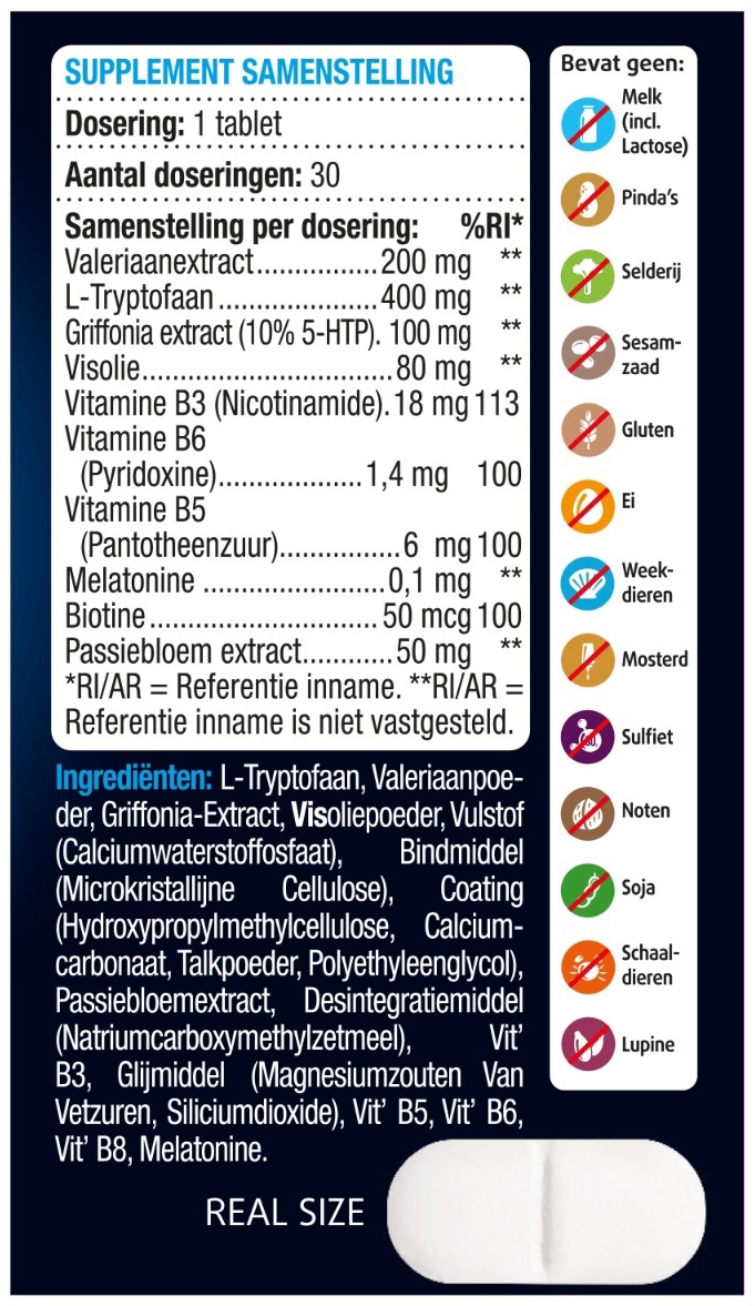 Lucovitaal Melatonine 5-HTP L-Tryptofaan 30 tabletten