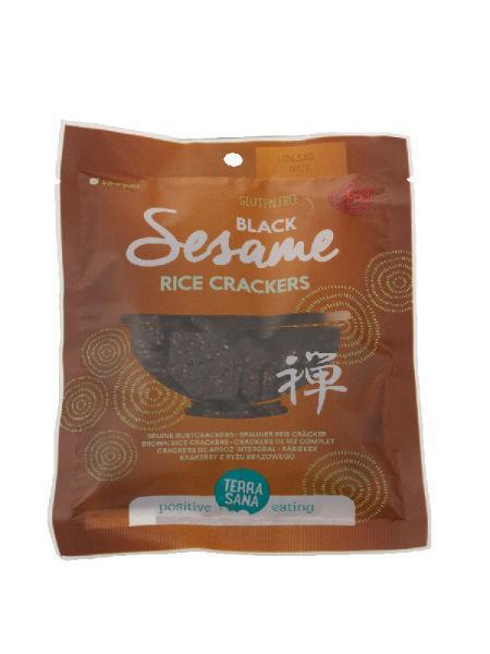 TerraSana Japanse bruine rijstcrackers zwarte sesam 60g