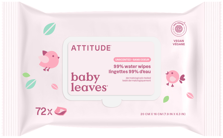 Attitude Baby Leaves 99% Waterwipes 72 stuks
