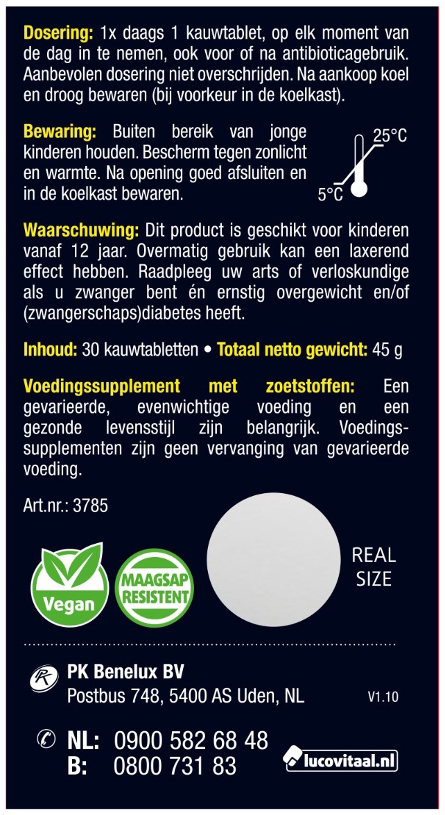 Lucovitaal Probiotica Mix Van 6 Bacterie Stammen 30 kauwtabletten