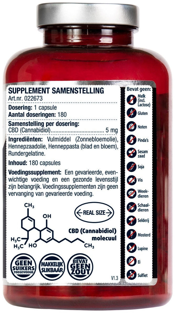 Lucovitaal CBD Cannabidiol 5mg 180 capsules