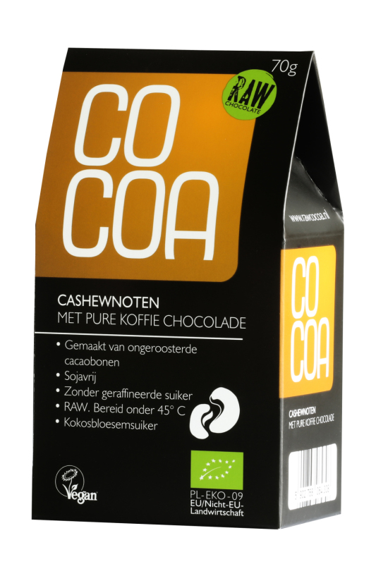 Cashewnoten Pure Koffie Chocolade Raw 70gr