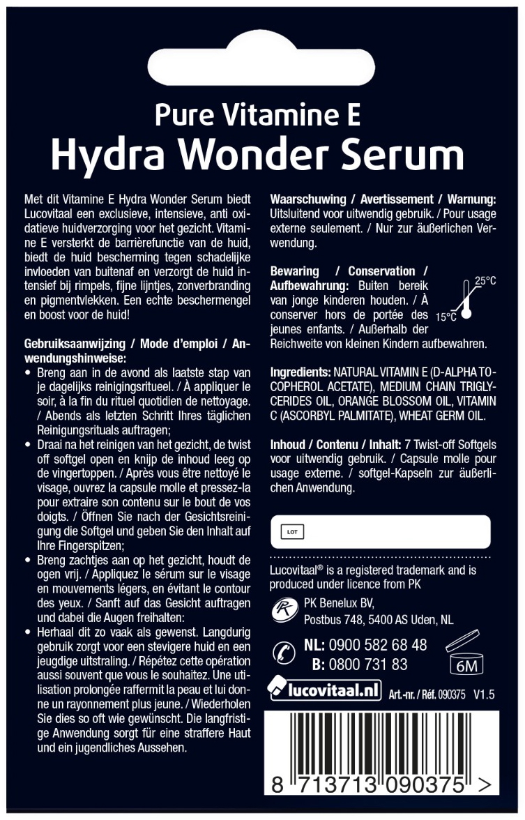 Lucovitaal Vitamine E Hydra Wonder Serum 7 Capsules