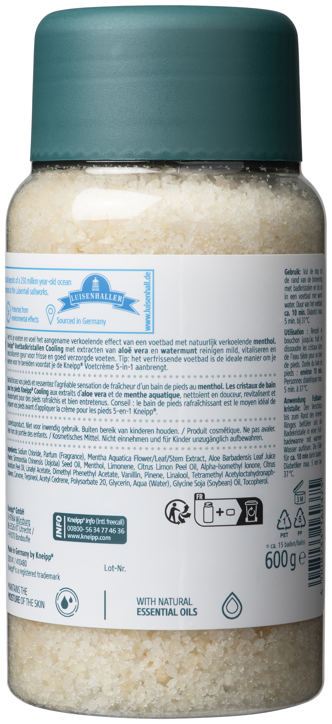 Kneipp Cooling Aloë Vera Watermunt Voetbadkristallen 600 Gram