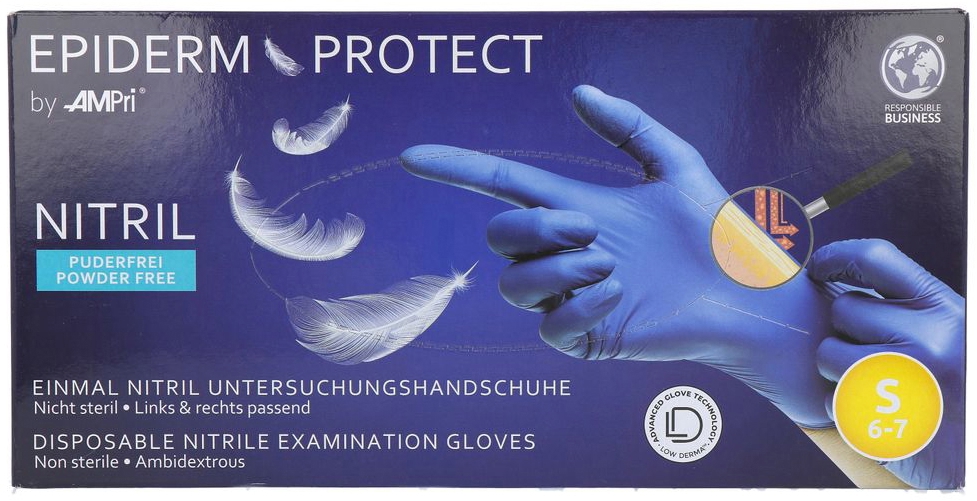 Epidermprotect Protect Nitriel Onderzoekhandschoen Poedervrij S Blauw 100 stuks